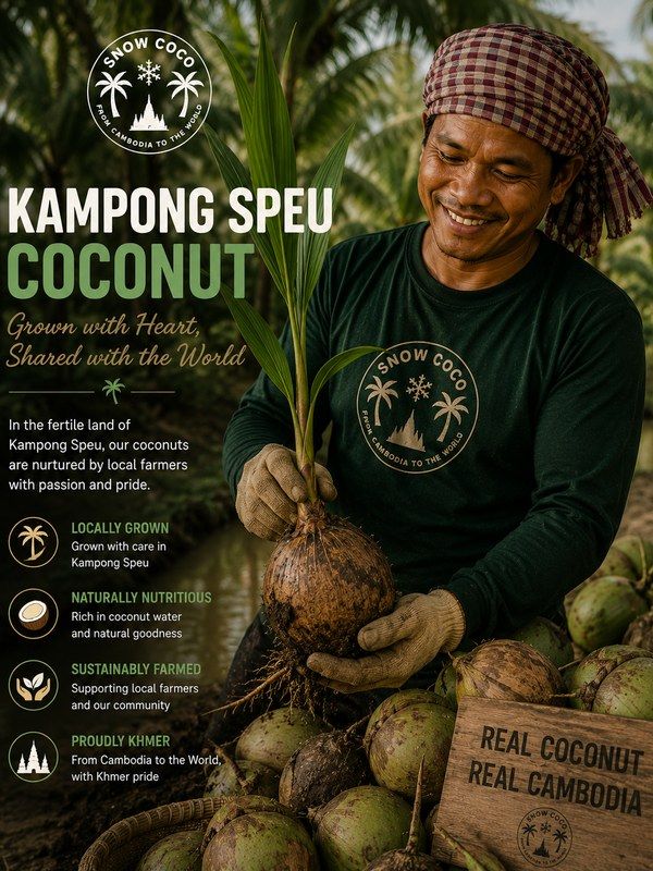 Kampong Speu 지역에서 지역 농부가 정성껏 재배한 신선한 코코넛